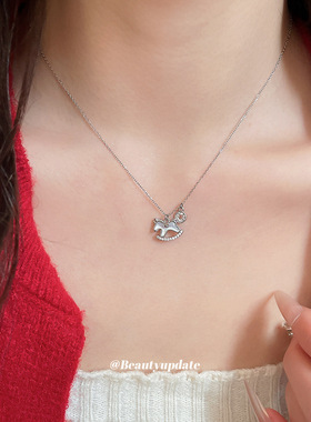 锆石贝母本命年小马项链新中式个性时尚气质锁骨链轻奢高级感项饰