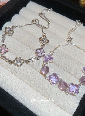 镶钻水晶花朵可调节手链时尚精致手环轻奢高级感百搭气质手串手饰