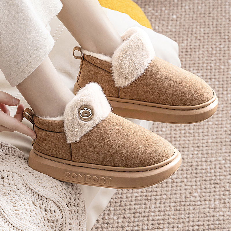 高帮月子鞋秋冬加绒保暖包跟厚底