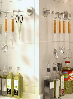 BMA厨房挂架置物架免打孔壁挂304不锈钢挂杆挂钩架10KG承重30cm4