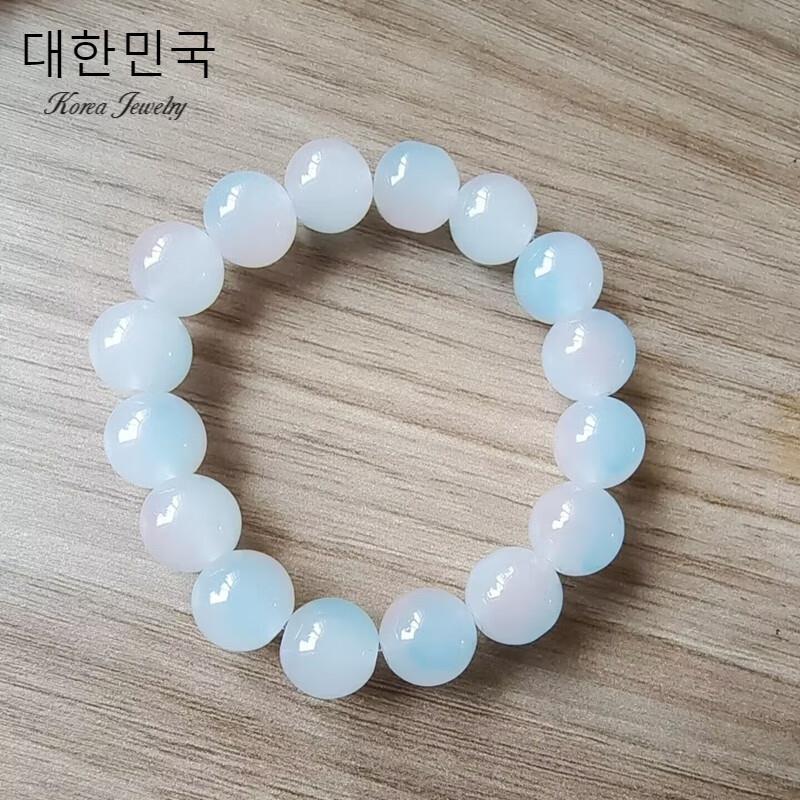 芠拉玻璃手串学生水蜜桃圆珠绕指柔渐变色冰透粉色蓝色多色盘玩女