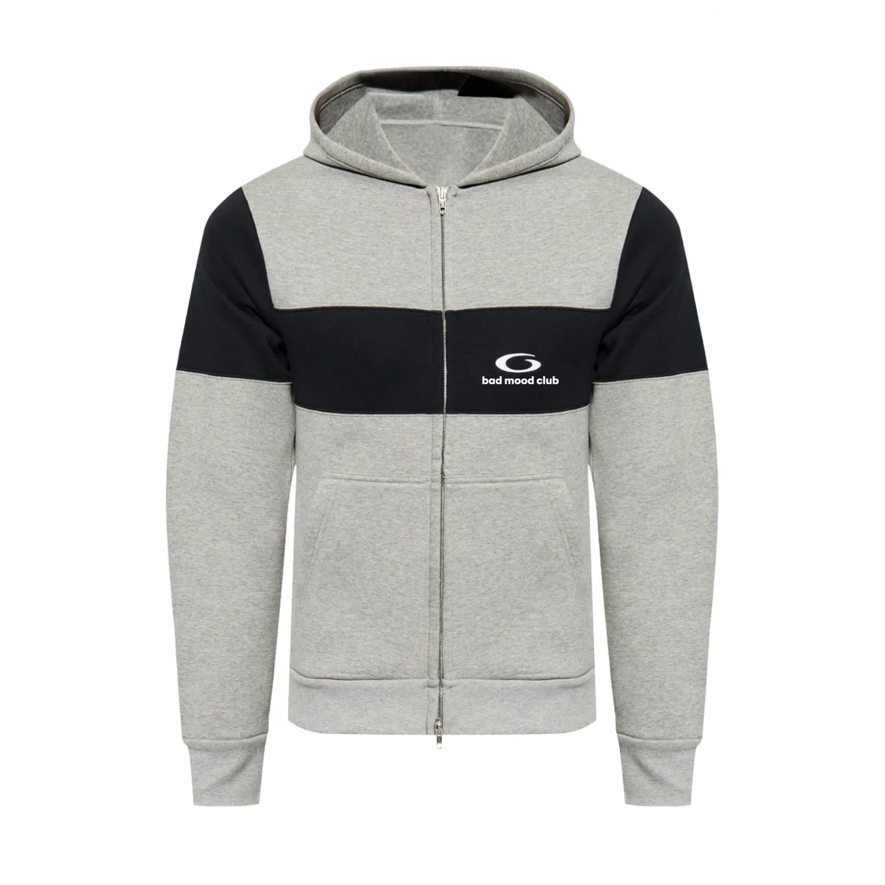 thumbnail for BMC show black grey patchwork Loop embroidered sports zipper sweatshirt fitted slim fit space cotton jacket