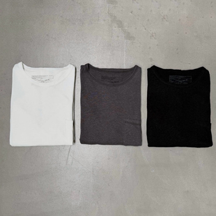 美式 内搭打底T恤竹节纹软糯慵懒风 复古NOFAITH三色基础口袋长袖