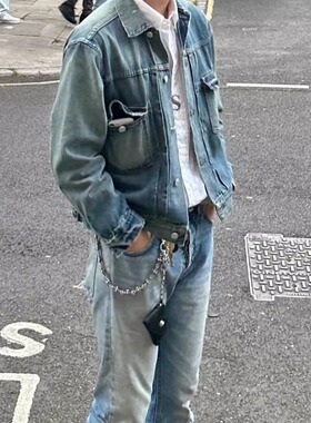 ERD忧郁的富二代 做旧复古DENIM JACKET水洗破坏短款牛仔夹克外套