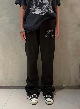 BMC Gallery Dept复古水洗做旧法语印花微喇卫裤flaredsweatpants