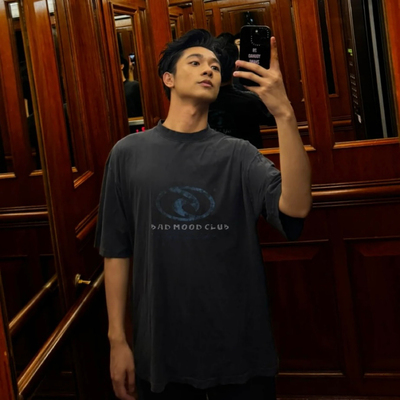 BMC SURFER冲浪者斑驳logo印花水洗做旧复古短袖T恤宽松廓形两色