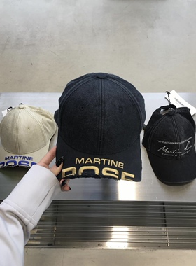Martine Rose 24SS 断檐磨破字母刺绣logo鸭舌帽水洗做旧棒球帽