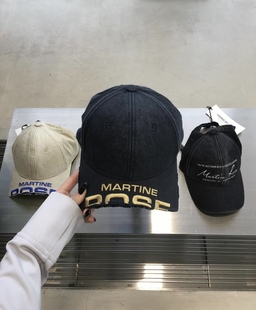 断檐磨破字母刺绣logo鸭舌帽水洗做旧棒球帽 24SS Martine Rose