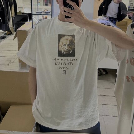 Saint Mx6 x Jamie Reid爱因斯坦宽松圆筒布短袖new vintage tee