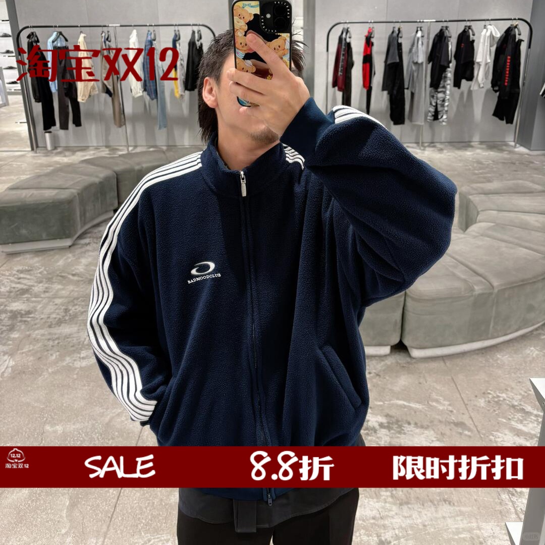 loop圆环刺绣五条杠摇粒绒外套