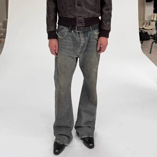 BMC nofaith 重工水洗泼墨抽绳补丁破坏拼接直筒牛仔裤红边赤耳牛