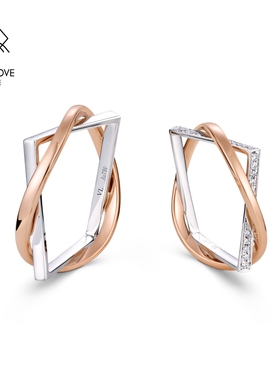 VANNY LOVE/梵尼洛芙方圆情侣国风结婚对戒18k玫瑰金定制钻戒婚戒