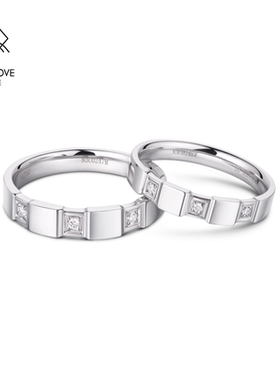 VANNY LOVE/梵尼洛芙方糖情侣对戒18K金定制钻石戒指婚戒结婚对戒