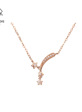 VANNY LOVE/梵尼洛芙星愿 18k玫瑰金钻石项链女真钻正品锁骨链女