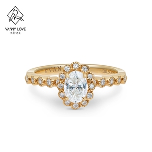 梵尼洛芙 花火求婚戒指钻石女1克拉鸽子蛋异形钻戒定制50分钻戒女
