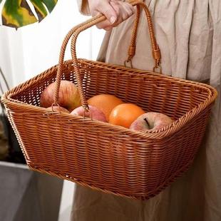 竹篮子手提篮野餐篮竹编篮买菜篮子购物篮手工编菜蓝子藤编大号