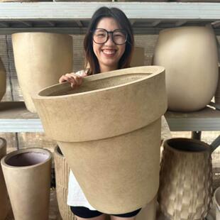 40cm口径国际盆龟背芋花盆原木风新中式工业风民宿庭院专用花盆