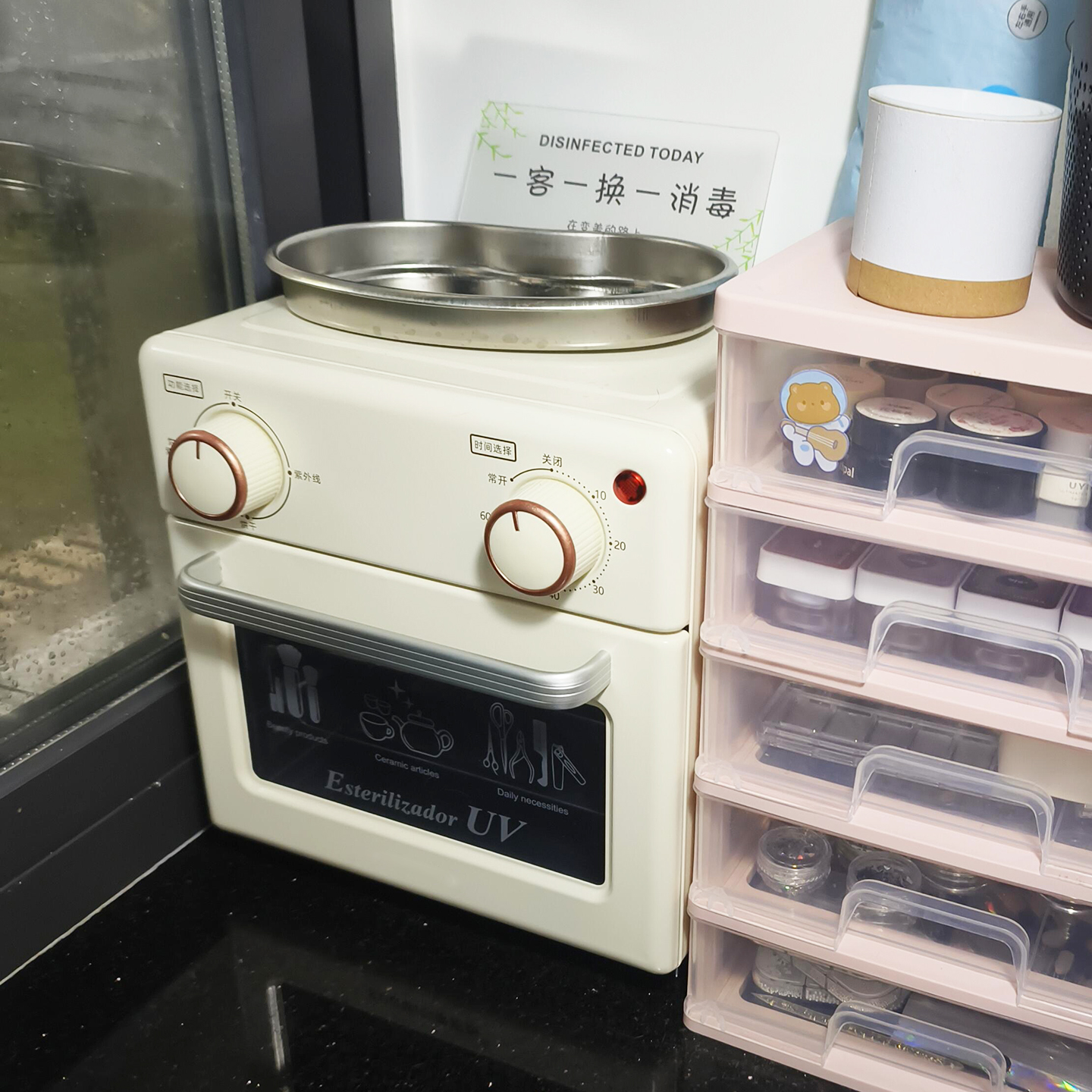 热风定时梳子修脚店白色消毒柜生活用品双灯管臭氧盒小尺寸消毒柜