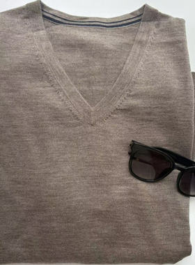 出口单BOxx秋冬款男士套头V领针织WOOL纯羊毛毛衣V-neck