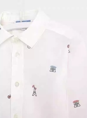 纯精梳棉出口法国男童长袖翻领衬衫气质优雅