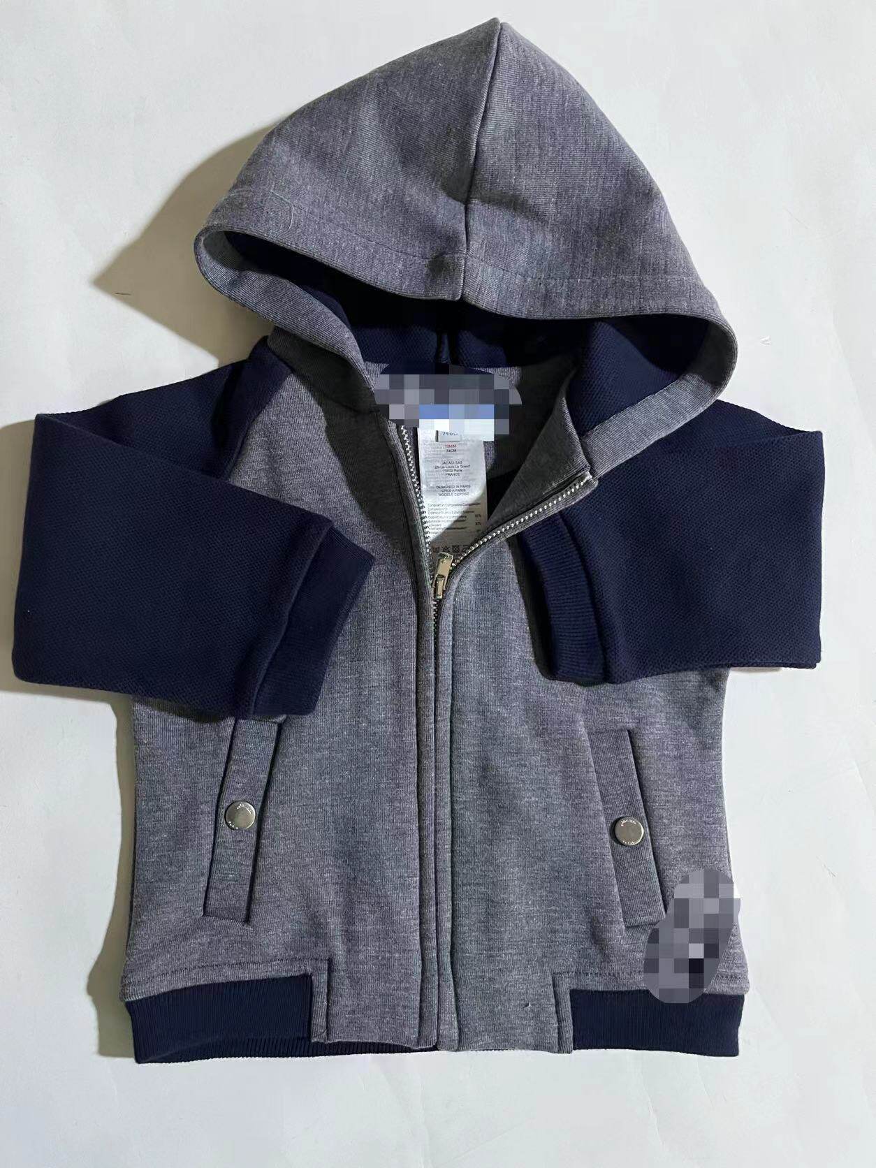 出口法国J家婴童初春夹克拉链边帽外套