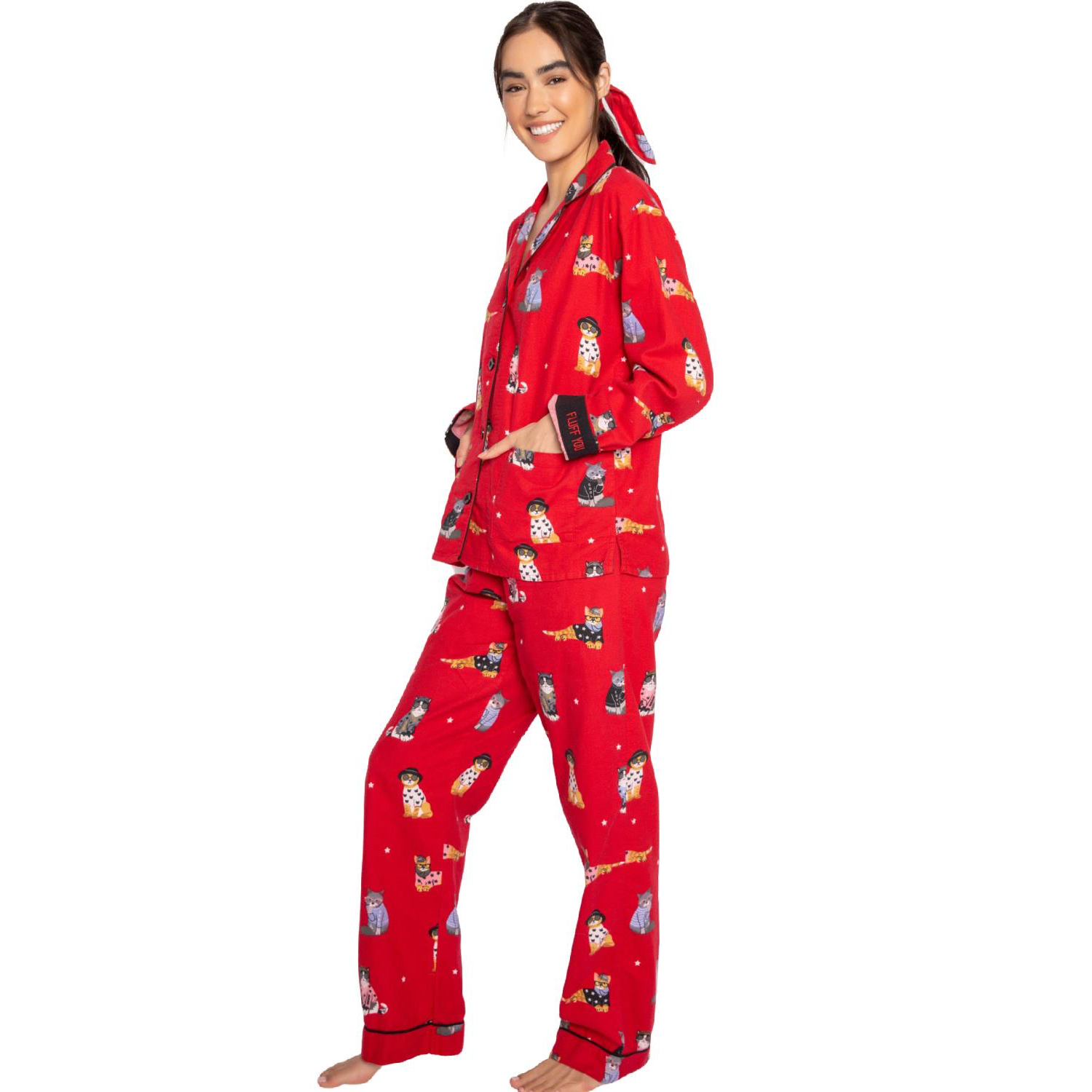 出口美国pjsalvage长袖长裤开衫纯棉的纯棉睡衣家居服