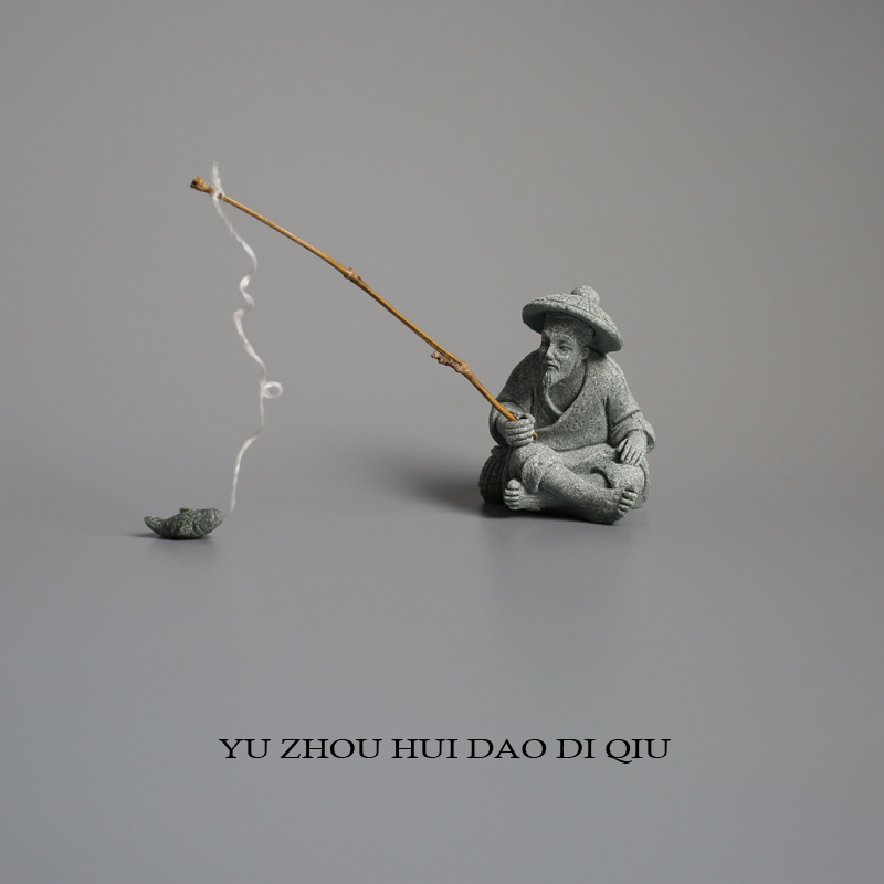 无聊了！看老头钓鱼！渔翁摆件 鱼缸造景 宇宙回到地球