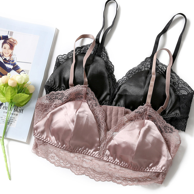 真丝文胸无钢圈 感蕾丝边超薄抹胸加垫薄款舒适文胸夏季