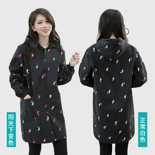 外套 工作服长袖 罩衣女加绒加厚围裙家用厨房大人时尚 防水防油冬季