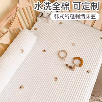 拼接床单纯棉A类防滑床垫套罩新生专用床上用品幼儿宝宝婴儿床笠