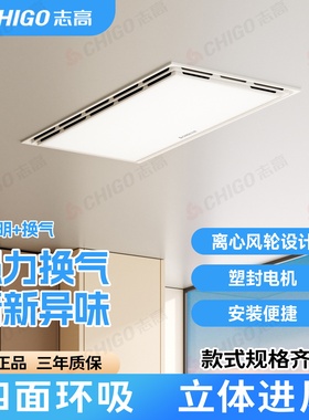 志高300*600换气扇照明二合一排气扇带灯厨房卫生间带led灯排风扇