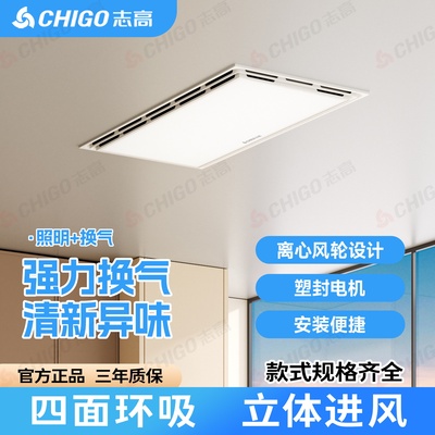 志高300*600换气扇照明二合一排气扇带灯厨房卫生间带led灯排风扇