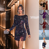 new wrap women 2023 sequin buttock dress女亮片包臀连衣裙