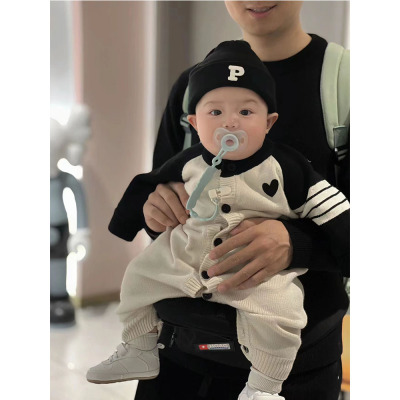 婴儿连体衣春秋针织哈衣洋气宝宝韩系毛衣爬服外套婴幼儿早秋冬装