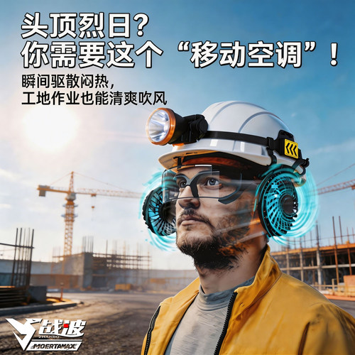 战波安全帽外置风扇加装件降温