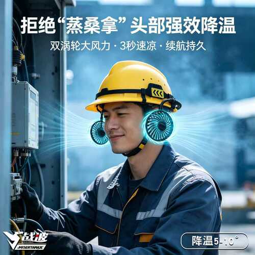 战波安全帽风扇头灯国标认证
