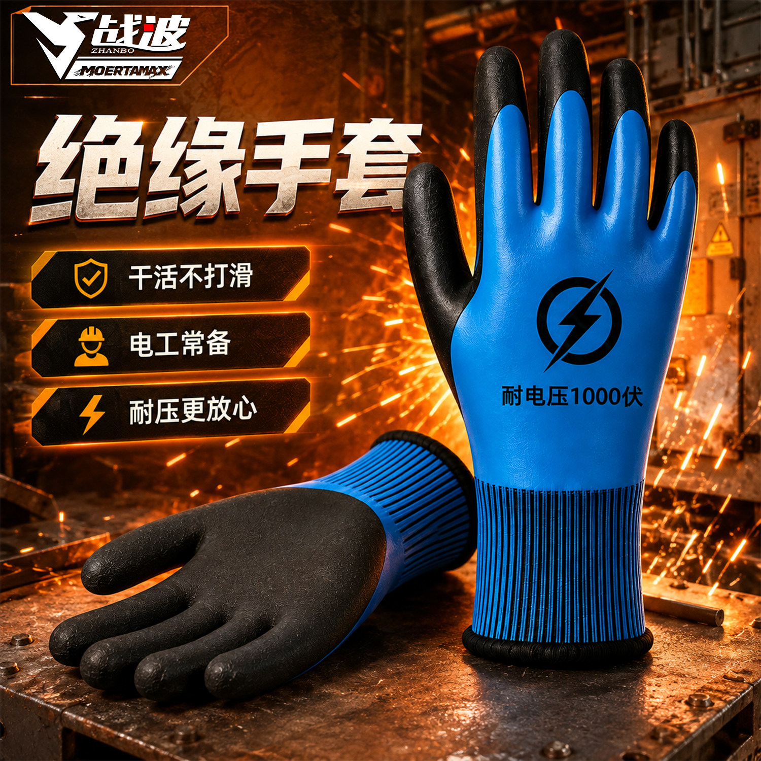 电力施工绝缘防护手套电工维修操作耐磨防滑防水防静电劳保用品