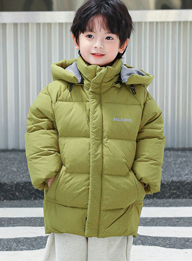2025新款男童羽绒服宝宝儿童冬季中长款中小童拆脱帽加厚童装外套