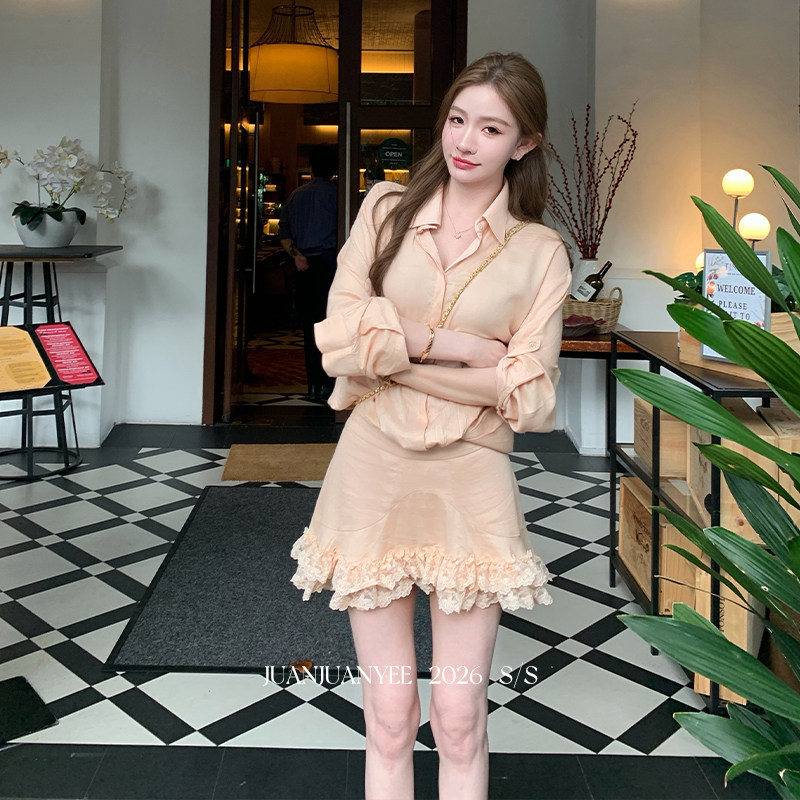 juanjuanyee【仙桃】定染 橘调 重工蕾丝边春夏连衣裙女