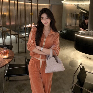 meng via 【慵懒香风】秋开衫吊带长裤毛针织衫时尚套装三件套女