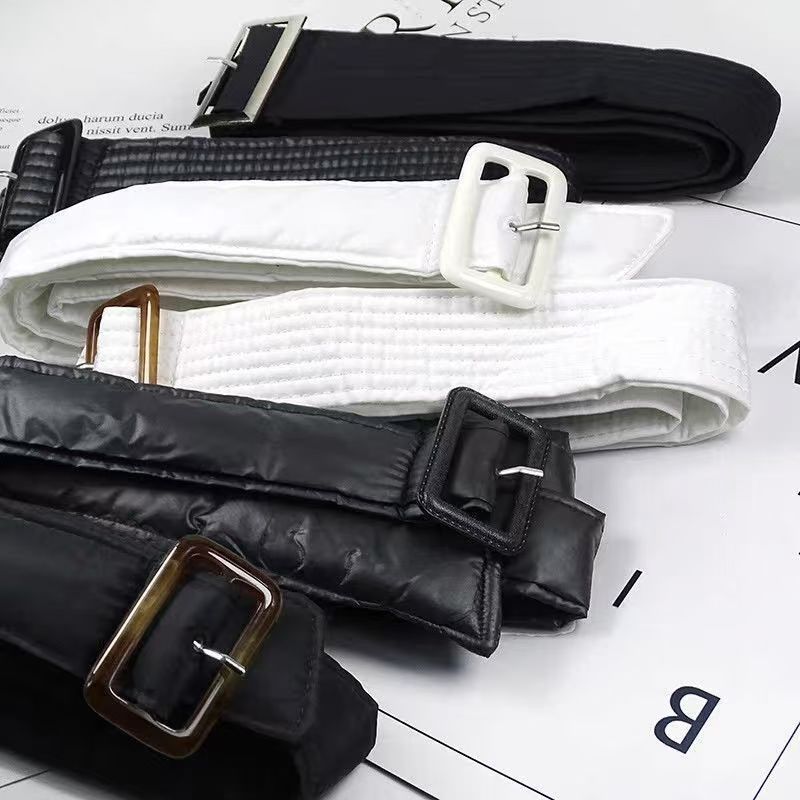 针扣风衣羽绒服菊花腰带装饰百搭布条绑带简约大衣系带配件腰封