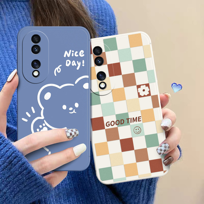 华为荣耀70液态硅胶卡通保护套