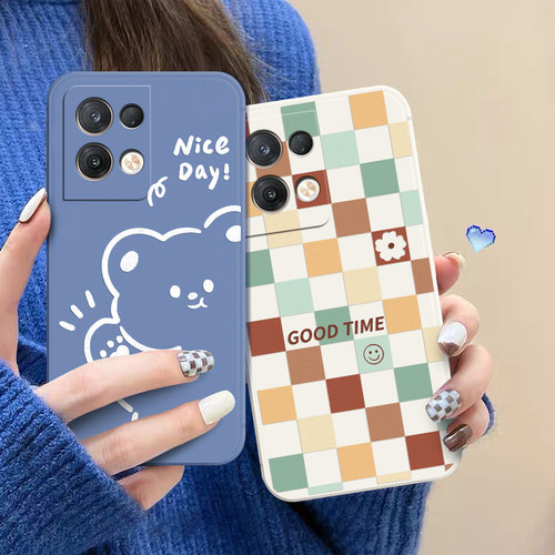 opporeno8pro液态硅胶卡通保护套