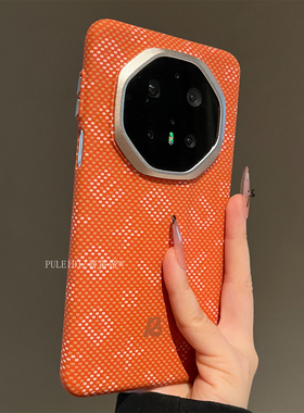 橙色几何点阵适用华为mate70RS非凡大师手机壳内置磁吸mate60pro+高档防摔pura80超薄硬壳pura70保护套