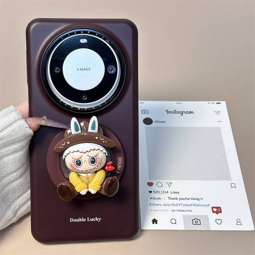 可爱卡通公仔磁吸支架适用华为mate70pro优享版手机壳女款可爱个性mate60pro+高档磨砂硬壳