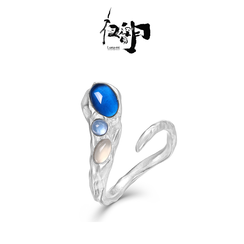 【Lunami 夜深见月】芽系列胚芽宽戒设计感银戒指个性开口指环