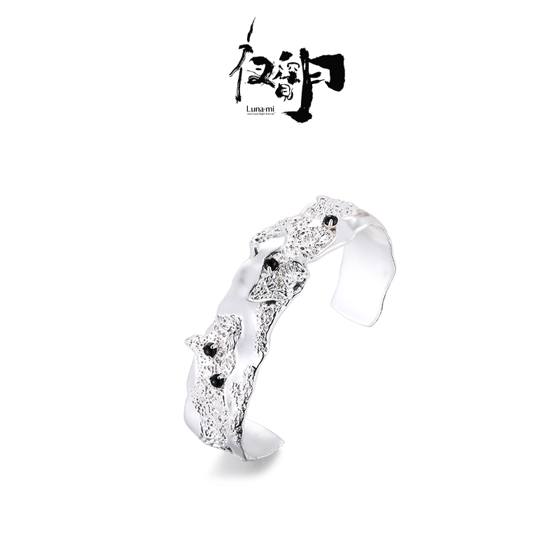 【Lunami 夜深见月】柔软系列金属蕾丝宽手镯轻奢潮流典雅手饰