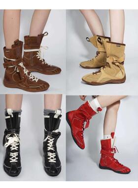 27QUAI 猎装系列 拳击靴可可棕牛皮中筒时装靴