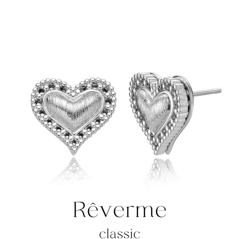 Rêverme  Classic 复古拉丝工艺爱心耳环/关晓彤/徐梦洁同款图片