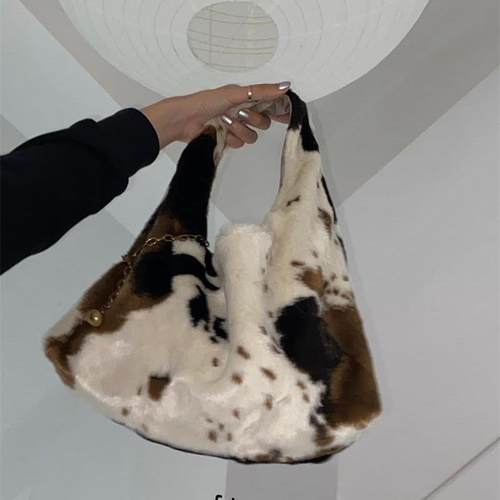 【FYOGS】复古双面拼接环保皮草腋下包